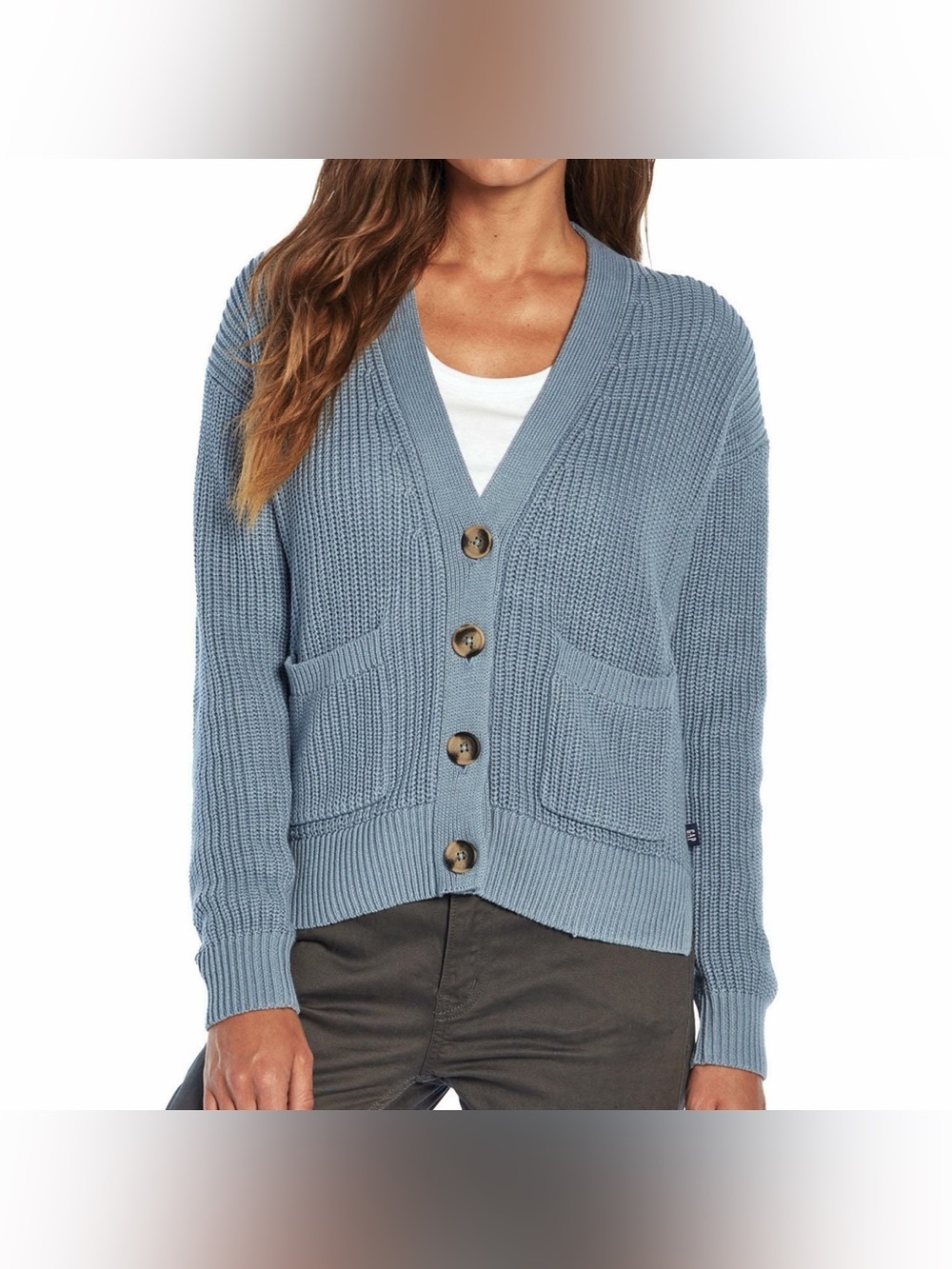 Gap Knit Cardigan with Pockets in Blue